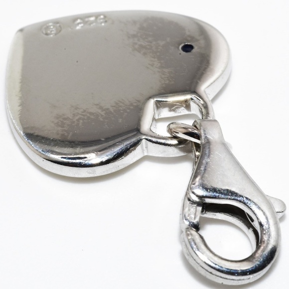 $395 .925 Sterling Silver .20CT Natural Blue Sapphire Solitaire Heart Pendant - Picture 6 of 6